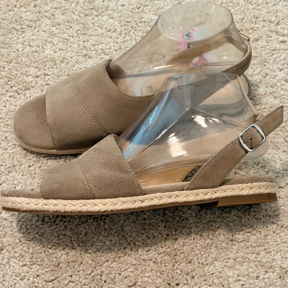 Sole Society Dolven Taupe Suede‎ Espadrille Slingback Sandals Womens 8.5